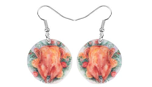 ESIVEL Pendientes de pollo de pavo asado de acción de gracias acrílico Decoraciones colgantes Joyas para mujeres Niñas Adolescentes Regalo para niños