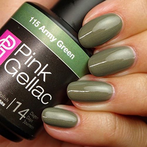 Esmalte de uñas de gel Pink Gellac, color verde militar, 15 ml