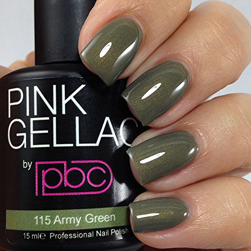 Esmalte de uñas de gel Pink Gellac, color verde militar, 15 ml