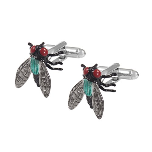 Esmalte Rectángulo Gemelos Mens Cuff Enlace Negocios Moda Encantos Joyería - Forma Mosca 17x16mm