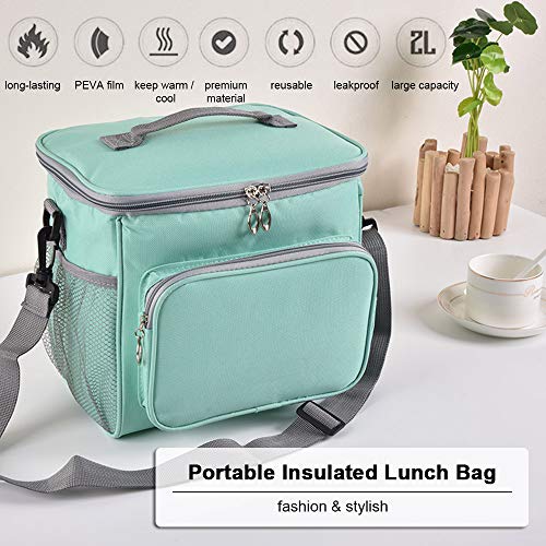 esonmus Bolsa Térmica Comida 10L, Termica Porta Alimentos con Correa Nevera Portatil Bolsa de Almuerzo para Adulto Babe Niños Trabajo Escuela Viaje Hombre Mujere (Verde)