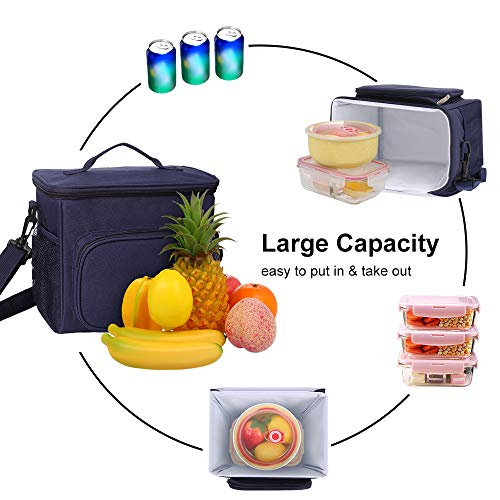 esonmus Bolsa Térmica Comida 10L, Termica Porta Alimentos con Correa Portatil Bolsa de Almuerzo para Adulto Niños Bolsa Nevera Oficina Escuela Viaje (Azul)