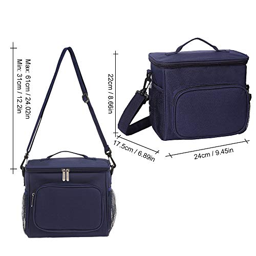 esonmus Bolsa Térmica Comida 10L, Termica Porta Alimentos con Correa Portatil Bolsa de Almuerzo para Adulto Niños Bolsa Nevera Oficina Escuela Viaje (Azul)