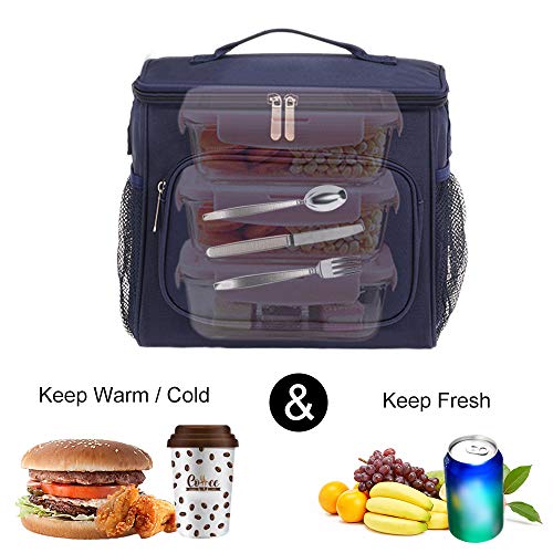 esonmus Bolsa Térmica Comida 10L, Termica Porta Alimentos con Correa Portatil Bolsa de Almuerzo para Adulto Niños Bolsa Nevera Oficina Escuela Viaje (Azul)
