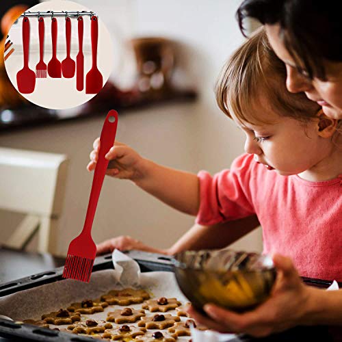 Espátulas de Silicona Paleta Utensilios Cocina, Protección del Medio Ambiente,Antiadherente, Resistente al Calor, 6 Piezas (Rojo)