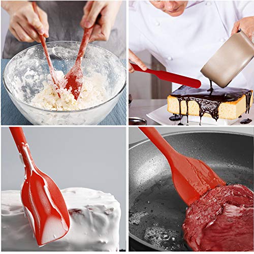 Espátulas de Silicona Paleta Utensilios Cocina, Protección del Medio Ambiente,Antiadherente, Resistente al Calor, 6 Piezas (Rojo)
