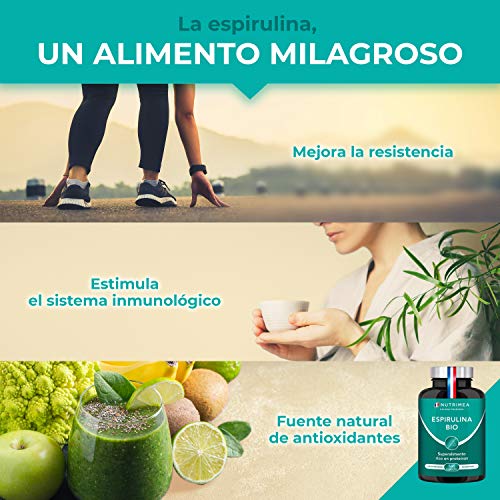 Espirulina Ecológica Suministro para 6 Meses | 540 Comprimidos de 500mg | 100% BIO Vegano | Ideal Deporte Musculación Detox Antioxidante Subir Defensas | Rico en Vitaminas Proteínas y Oligoelementos