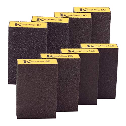 Esponja de lijado, 40/60/80/120/4 Especificaciones finas gruesas diferentes Surtido de bloques de lijado, lavable y reutilizable. (8 piezas）