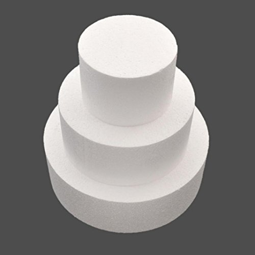 Espuma de poliestireno para decoración de tartas o pasteles, para decoración de tartas o tartas falsas, para ventanas de boda, decoración y manualidades, 10,1 cm, espuma, blanco, 6 pulgadas