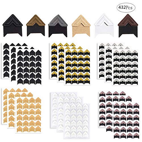 Esquinas de fotos Autoadhesivas Mengger 432Pcs Esquinas Fotografías Adhesivas pegatinas de papel para scrapbooking Álbum de Recortes