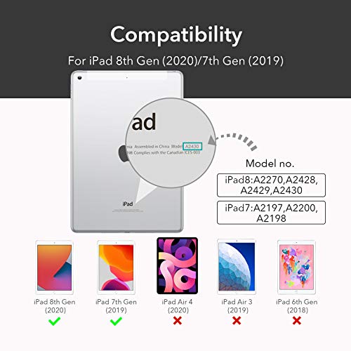 ESR Funda Tríptica para iPad 8ª Gen (2020)/7ª Gen (2019) 10,2 Pulgadas [Modo Automático de Reposo/Actividad][Funda Ligera][Soporte Visualización/Escritura] Serie Ascend - Negro