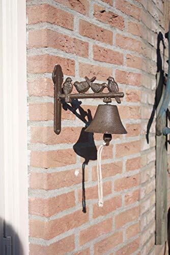 Esschert Design Türglocke Vogelmotive, Türklingel, Wandglocke, mit Klöppel, rötliches Gusseisen, mit Vogelelementen