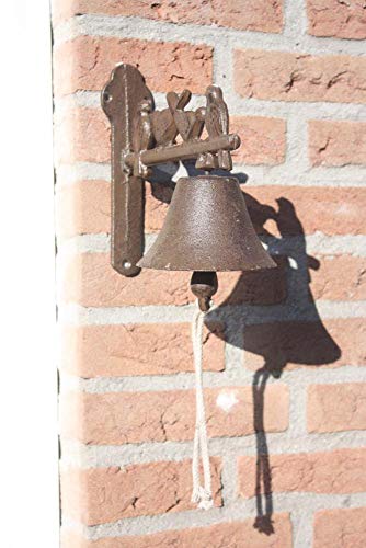 Esschert Design Türglocke Vogelmotive, Türklingel, Wandglocke, mit Klöppel, rötliches Gusseisen, mit Vogelelementen