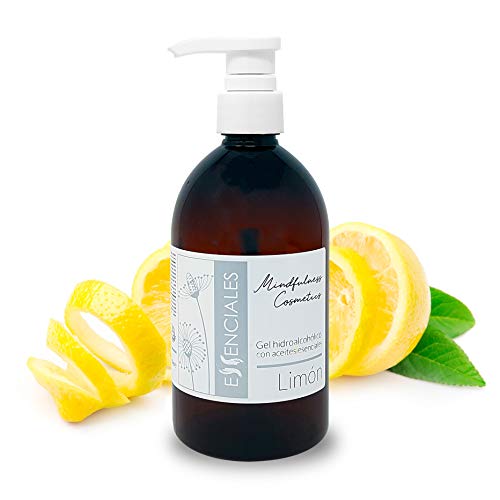 Essenciales - Gel Hidroalcóholico Desinfectante con Aceites Esenciales 100% puros (Aceite Esencial Limón, 500 ml)