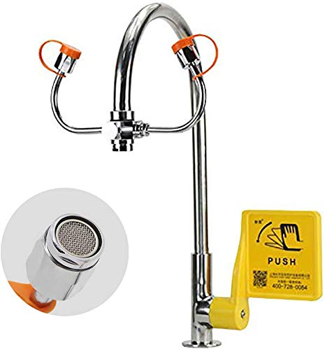 Estación de Lavado de Ojos de Emergencia Lavadora de Ojos de Cobre Montado en la Ducha de Seguridad Montado en el Lavabo Ducha de Ducha para Uso en Laboratorio e Industrial (Lavador de Ojos con grif