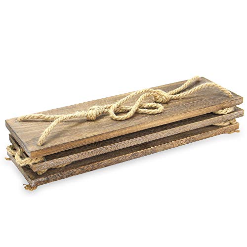 Estante colgante de madera | Estantería de cuerda montada en la pared | Estante Boho Chic | Repisa rústica de cuerda de yute | Accesorios incluidos | M&W 3 Tier