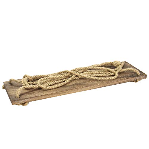 Estante colgante de madera | Estantería de cuerda montada en la pared | Estante Boho Chic | Repisa rústica de cuerda de yute | Accesorios incluidos | M&W 1 Tier