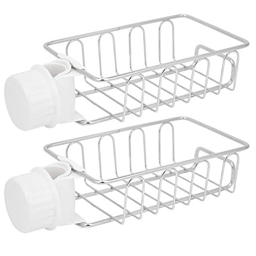 Estante de almacenamiento de grifo de 2 uds, Estante de almacenamiento de grifo de acero inoxidable, organizador de carrito de fregadero, estante de almacenamiento de jabón para cocina, baño
