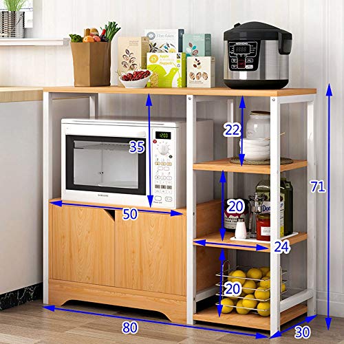 Estante de cocina Baker Estante de la cocina del panadero de la vendimia Storage Utility Shelf Microondas Soporte con gabinete y 3-Tier Estantes 3 colores for la cocina Estante de almacenamiento de ut