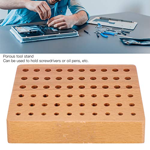 Estante de destornillador de 60 agujeros, soporte de herramientas de madera, herramienta de reparación de relojes, estante de colocación, destornillador, soporte de pluma de aceite, soporte de almacen