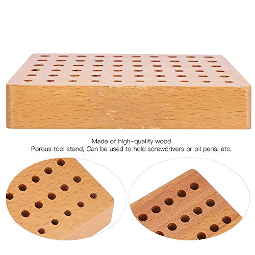 Estante de destornillador de 60 agujeros, soporte de herramientas de madera, herramienta de reparación de relojes, estante de colocación, destornillador, soporte de pluma de aceite, soporte de almacen