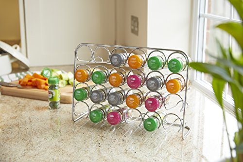 Estante de especias Pisa®, soporte de metal cromado, metal, 24 Jar Capacity