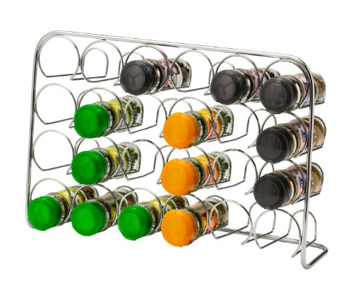 Estante de especias Pisa®, soporte de metal cromado, metal, 24 Jar Capacity