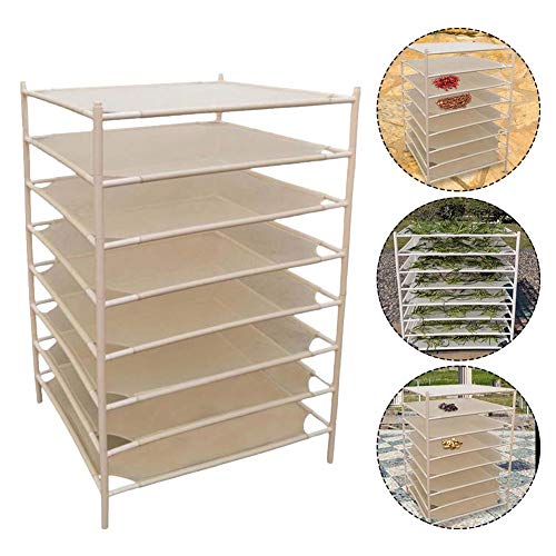 Estante de Secado de Hierbas con Estante de Secado hidropónico Cuadrado Resistente de 8 Capas Secador de Red para Plantas Flores Ropa