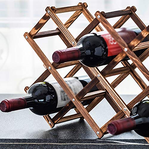 Estante de vino de madera plegable de 10 ranuras para almacenamiento de botellas de vino mesa de estante para vino estante para botellas de pie estante para vino estante para vino de madera encimera