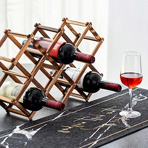 Estante de vino de madera plegable de 10 ranuras para almacenamiento de botellas de vino mesa de estante para vino estante para botellas de pie estante para vino estante para vino de madera encimera