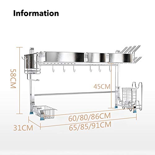Estante For Platos De Acero Inoxidable 304: Juego De Almacenamiento De Utensilios De Cocina, Fregadero Encima Del Estante De Drenaje, Cesta De Drenaje De Frutas Y Verduras ( Color : A , Size : 91cm )