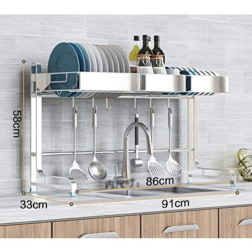 Estante For Platos De Acero Inoxidable 304: Juego De Almacenamiento De Utensilios De Cocina, Fregadero Encima Del Estante De Drenaje, Cesta De Drenaje De Frutas Y Verduras ( Color : A , Size : 91cm )