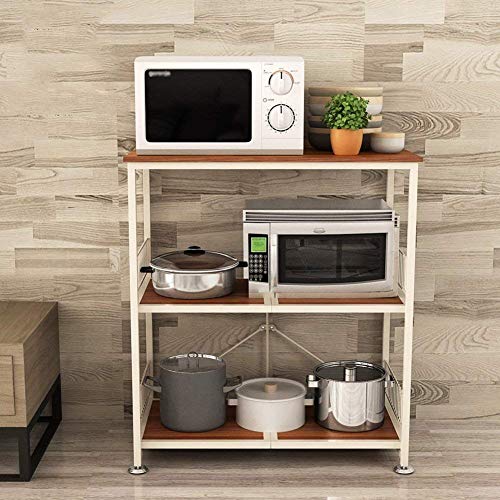 Estante LIZANAN Flower Stand Cocina Microondas Estante, Planta Permanente de la carretilla de 3 niveles de almacenamiento en rack de especias parrilla del horno Arroz Cocinas Estante, 84 × 46 × 89, Cm