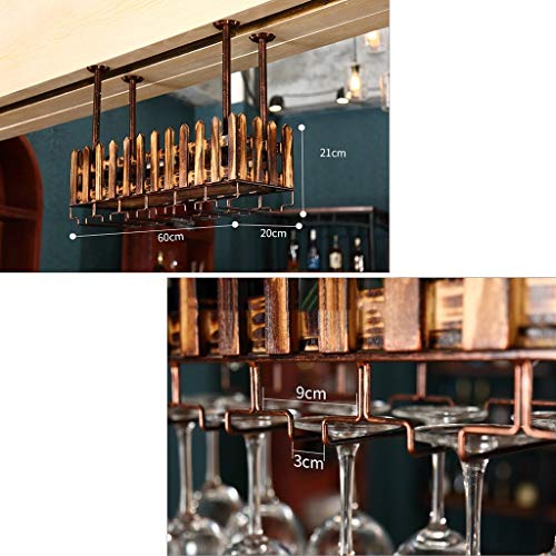 Estante para vino Metal Montado en la pared Hierro forjado Retro Botella de vino de madera Barra para estantería Artesanía Colgante Contador Portavasos Valla Estante para copas para restaurantes bar
