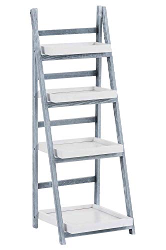 Estantería Librería Audrey Hecha De Madera I Estantería Multiusos De 4 Niveles I Estantería Decorativa Plegable I Color:, Color:Blanco/Gris