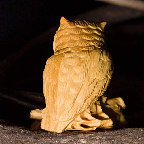 Estatuas para jardín Figuras de colección Adornos Estatuas Esculturas Boj Tallado en Madera Búho Tallado Artesanías Regalo Llavero Colgante