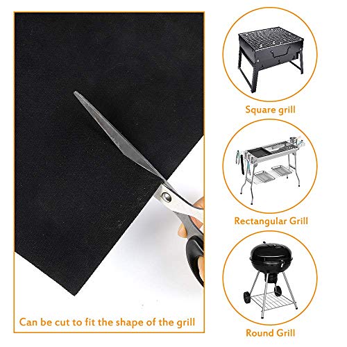 Esteras de barbacoa 40 * 33cm, 6 Piezas Láminas de Parrilla para Barbacoas, Grill Mats Antiadherentes con 2 Pinceles. Resistente al Calor y Reutilizable. Ideal para Horno, BBQ, Parrilla