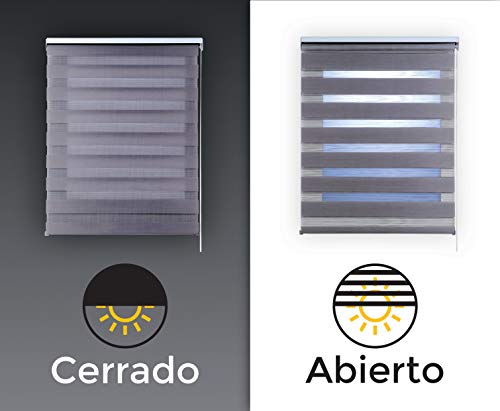 Estores Basic, Stores noche y día, Gris, 120x160cm, estores para ventana, persianas enrollables para el interior.