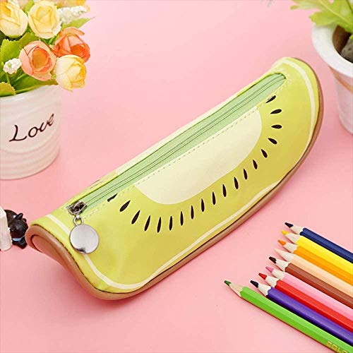 Estuche de lápices con forma de fruta de 3 piezas, estuche para estudiantes creativos, estuche de papelería de PU, estuche de cosméticos para maquillaje (naranja, kiwi, sandía)