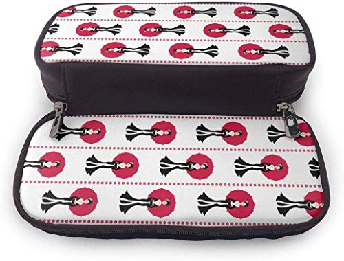 Estuche de lápices japonés Lady Umbralla PU de cuero con cremallera doble, oficina escolar de gran capacidad Papelería Caja Bolígrafo