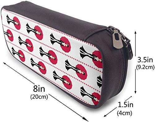 Estuche de lápices japonés Lady Umbralla PU de cuero con cremallera doble, oficina escolar de gran capacidad Papelería Caja Bolígrafo