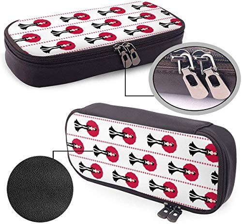 Estuche de lápices japonés Lady Umbralla PU de cuero con cremallera doble, oficina escolar de gran capacidad Papelería Caja Bolígrafo