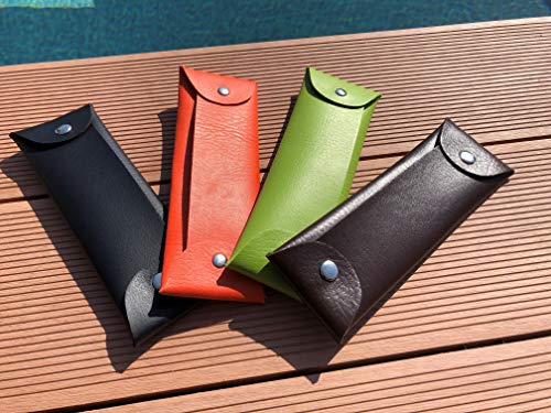 Estuche de piel sintética (naranja), estuche para el colegio, portalápices, almacenamiento, gafas de sol, gafas de lectura, bolsa de maquillaje, piel sintética, utensilios médicos