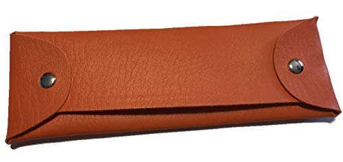 Estuche de piel sintética (naranja), estuche para el colegio, portalápices, almacenamiento, gafas de sol, gafas de lectura, bolsa de maquillaje, piel sintética, utensilios médicos