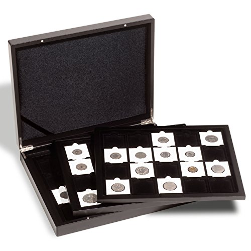 Estuche para 60 cápsulas de monedas QUADRUM, 3 bandejas, negro