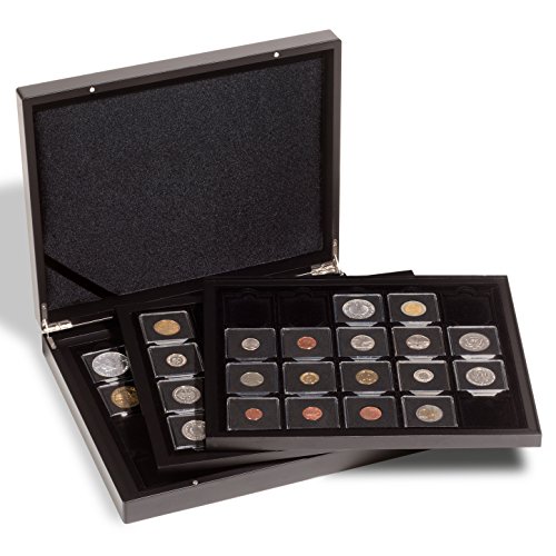 Estuche para 60 cápsulas de monedas QUADRUM, 3 bandejas, negro