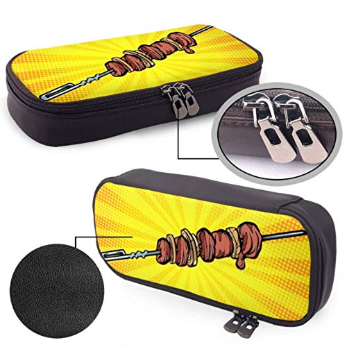 Estuche para lápices - Shashlik Shish Kebab Brocheta Barbacoa Caliente Estuche para lápices de alta capacidad Organizador de papelería Estuche multifunción para maquillaje de viaje, Estuche para lápi