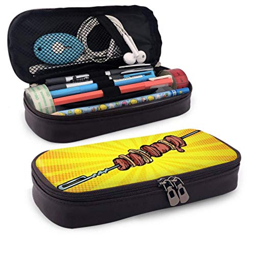 Estuche para lápices - Shashlik Shish Kebab Brocheta Barbacoa Caliente Estuche para lápices de alta capacidad Organizador de papelería Estuche multifunción para maquillaje de viaje, Estuche para lápi