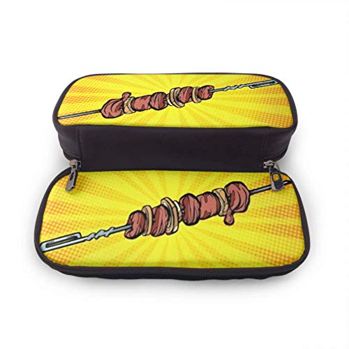 Estuche para lápices - Shashlik Shish Kebab Brocheta Barbacoa Caliente Estuche para lápices de alta capacidad Organizador de papelería Estuche multifunción para maquillaje de viaje, Estuche para lápi