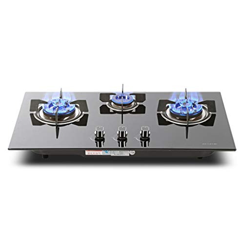 estufa de gas Incorporada De 30.7 X 17.7 Pulgadas 3 Quemadores Estufa De Vidrio Templado Placa De Gas con Protección De Termopar Y Fácil De Limpiar